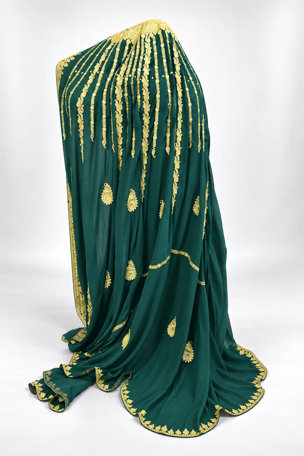 Bridal veil, side draped view